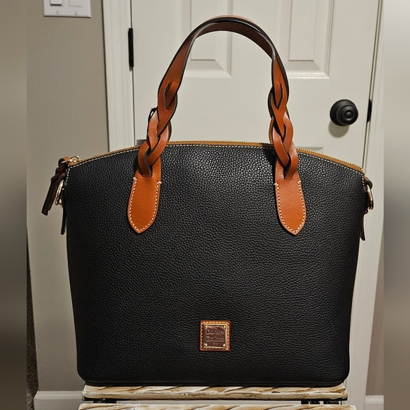 NWT Dooney & Bourke Celeste Satchel:  Black Pebble Grain With Crossbody … - Picture 1 of 12